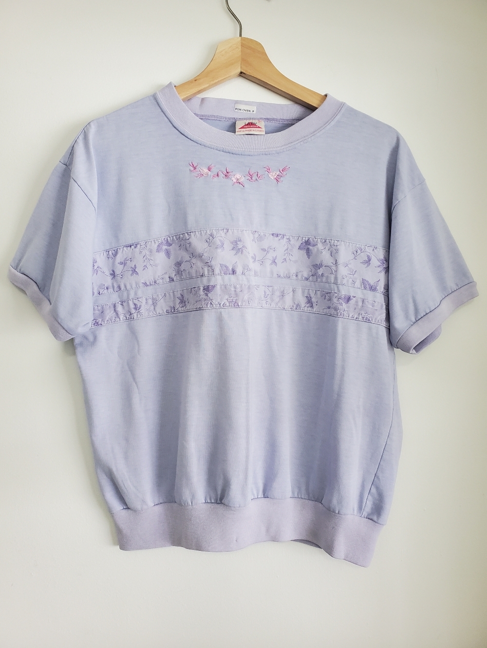 Vintage 80s Large Top lady Footlocker Bubble T-shirt Oversized Flower Embroidery - Picture 7 of 16